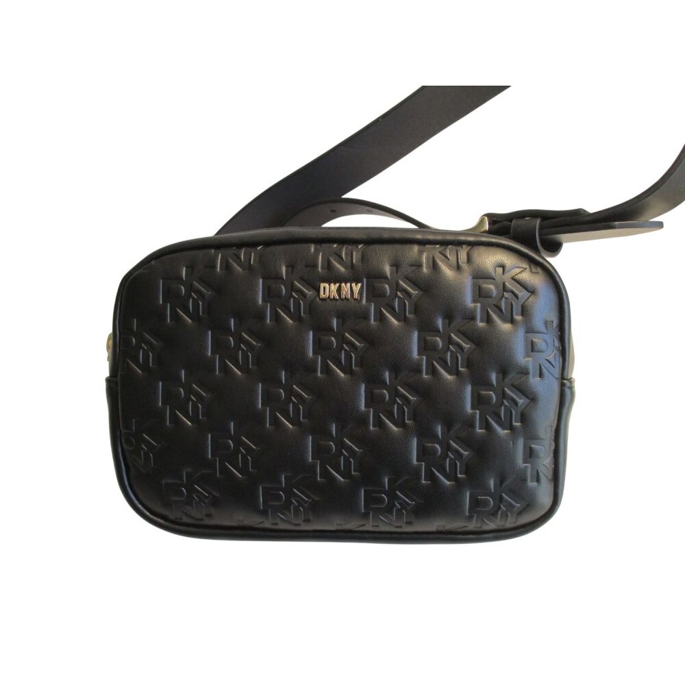 *DKNY Black Poly Logo Embossed Waist Pack Belt Bag Fannypack - NWOT